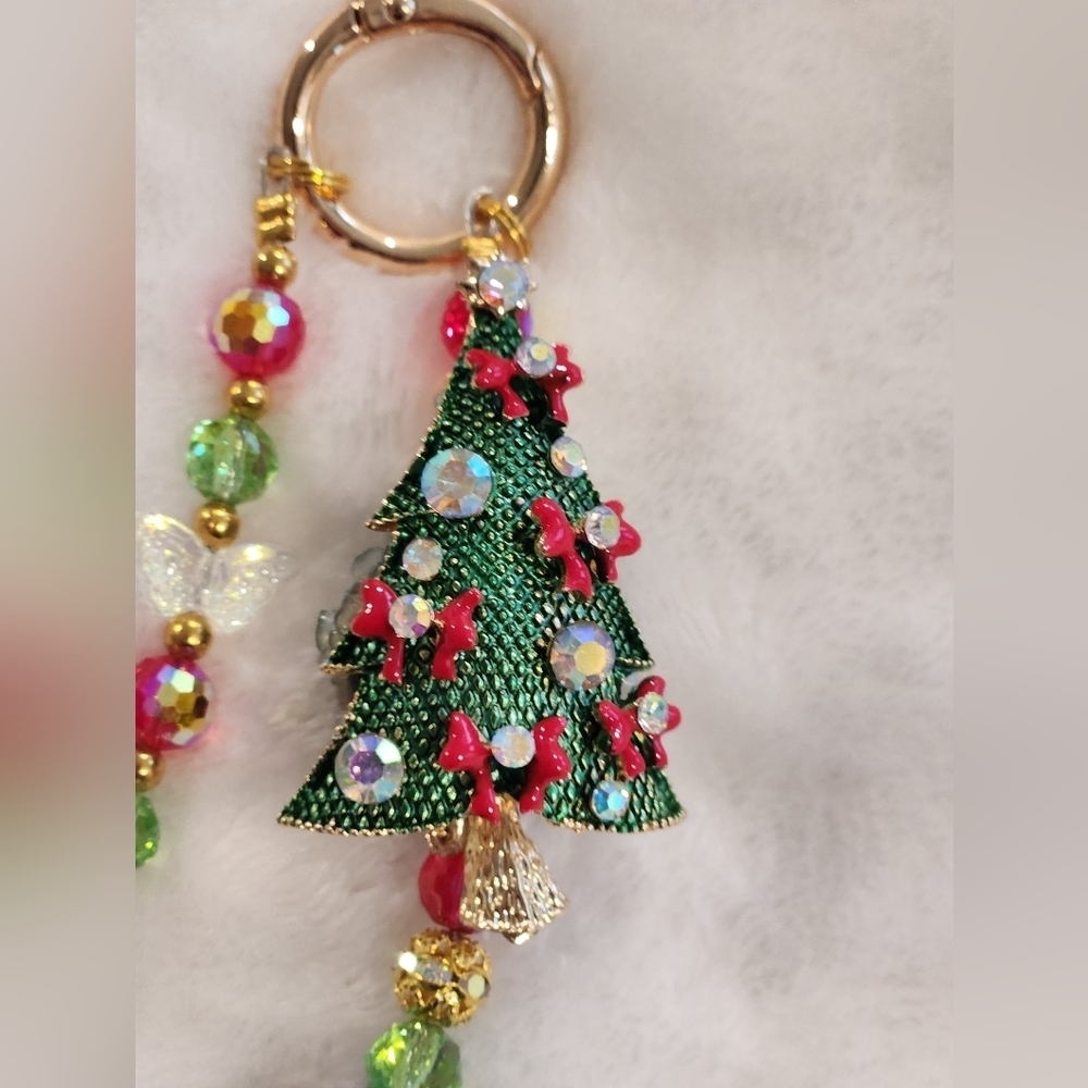 Festive Beaded Christmas Bag Chain - Picture 2 of 5